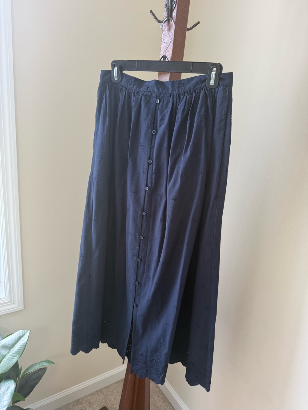 Trovata Navy Eyelet Button-Front Maxi Skirt - Picture 3 of 8